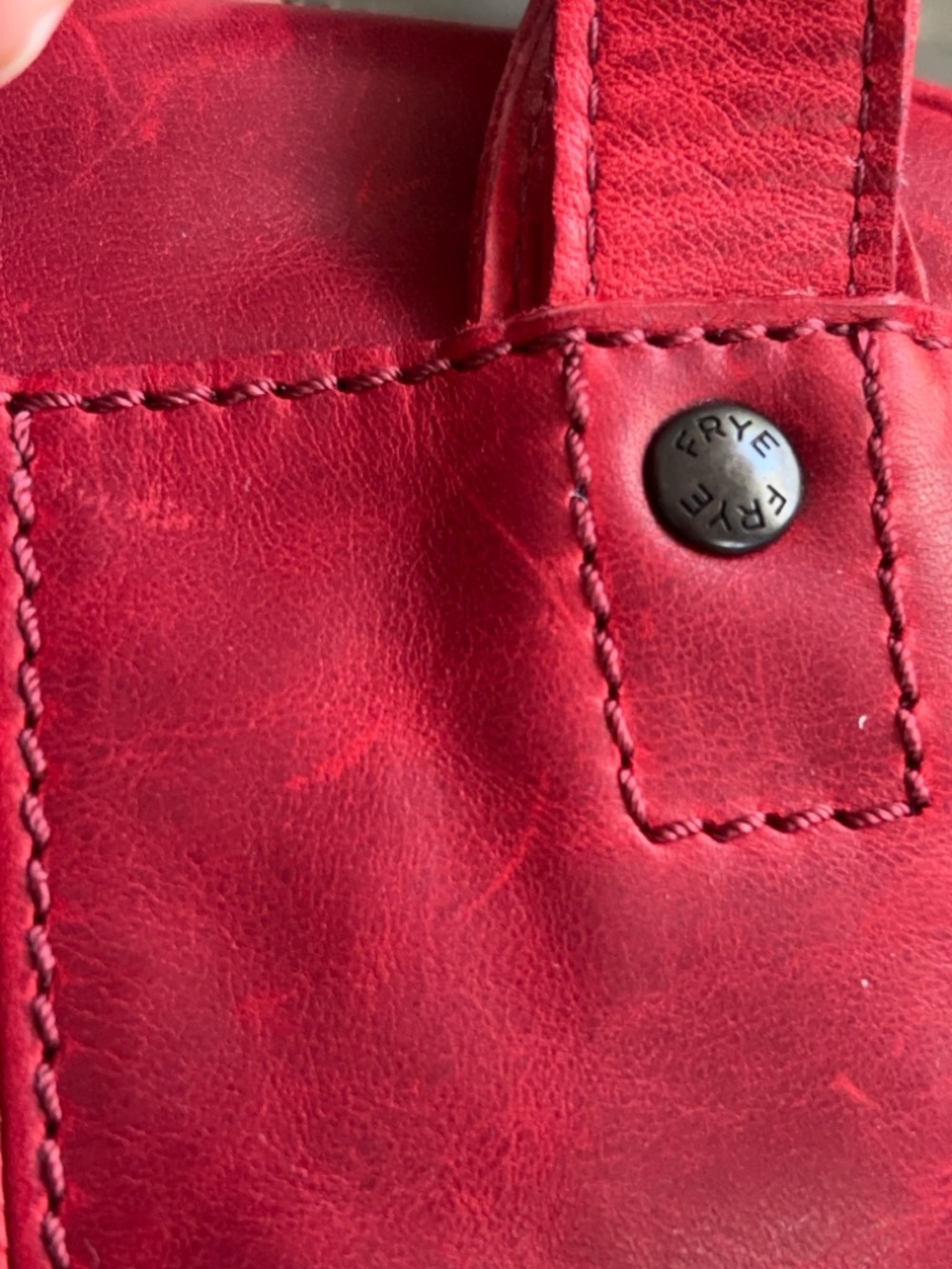 Frye Melissa Leather Backpack with Front Zip Pocket Red - Picture 7 of 9